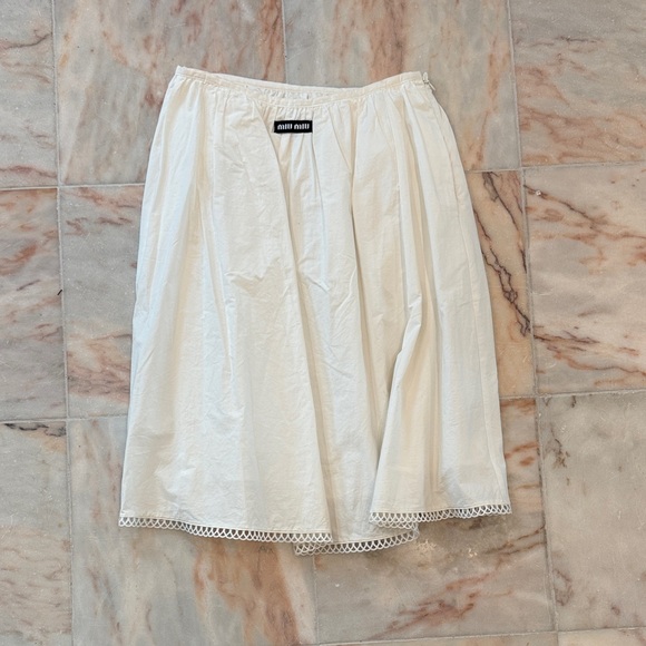 Miu Miu Dresses & Skirts - Miu Miu Poplin Skirt with Lace Detail